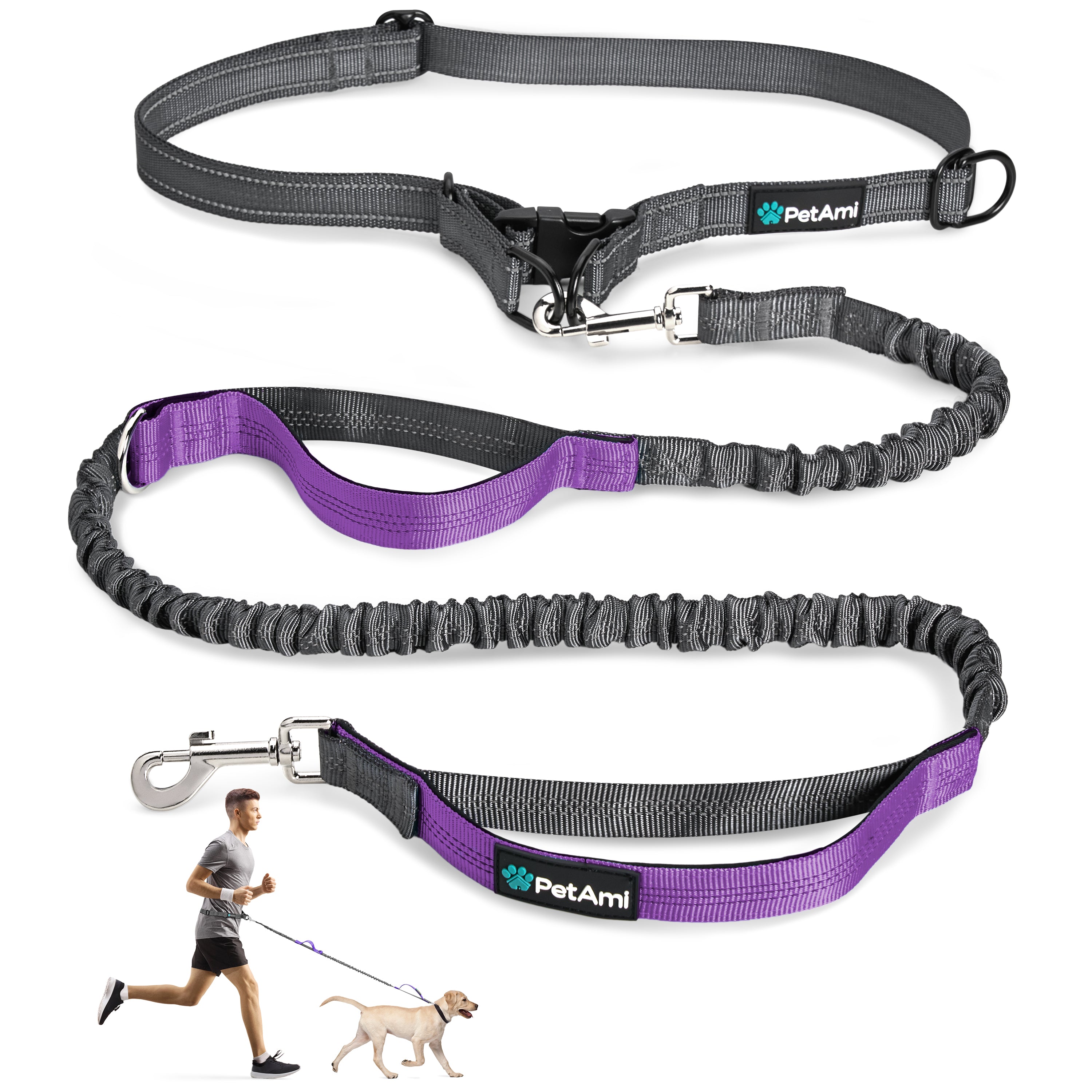 Hands-Free Dog Bungee Leash with Adjustable Waist Belt