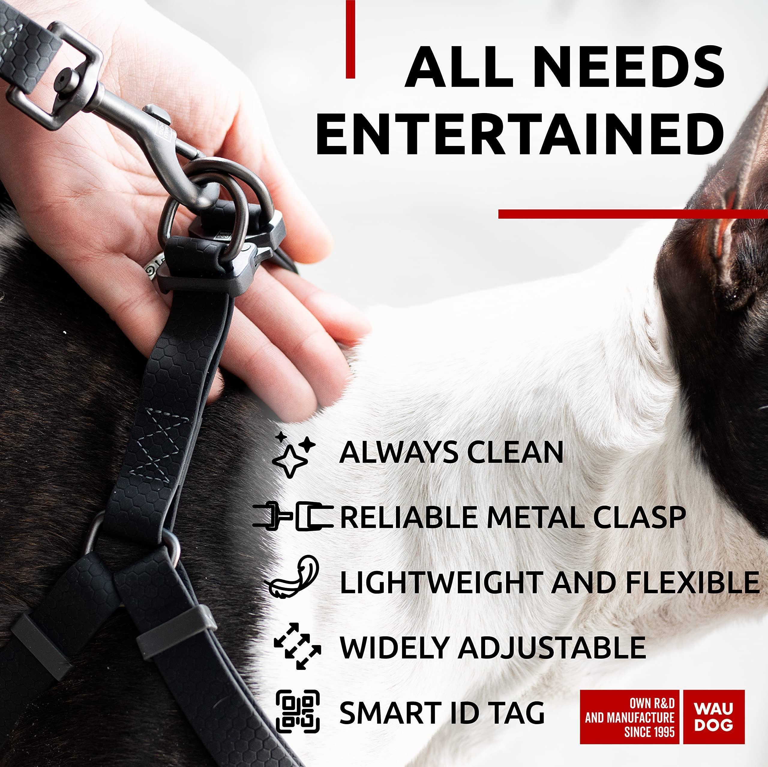 WAUDOG Waterproof Heavy Duty Pet Harness with Metal Clasp & QR Dog Tag