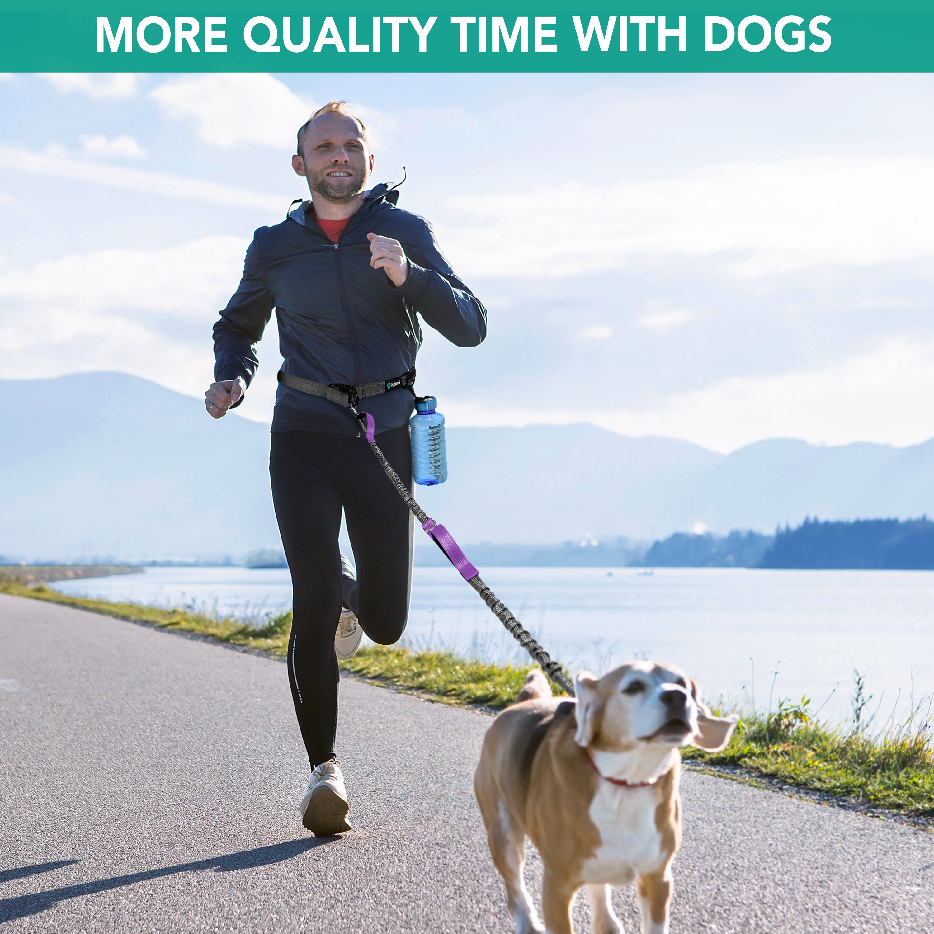 Hands-Free Dog Bungee Leash with Adjustable Waist Belt