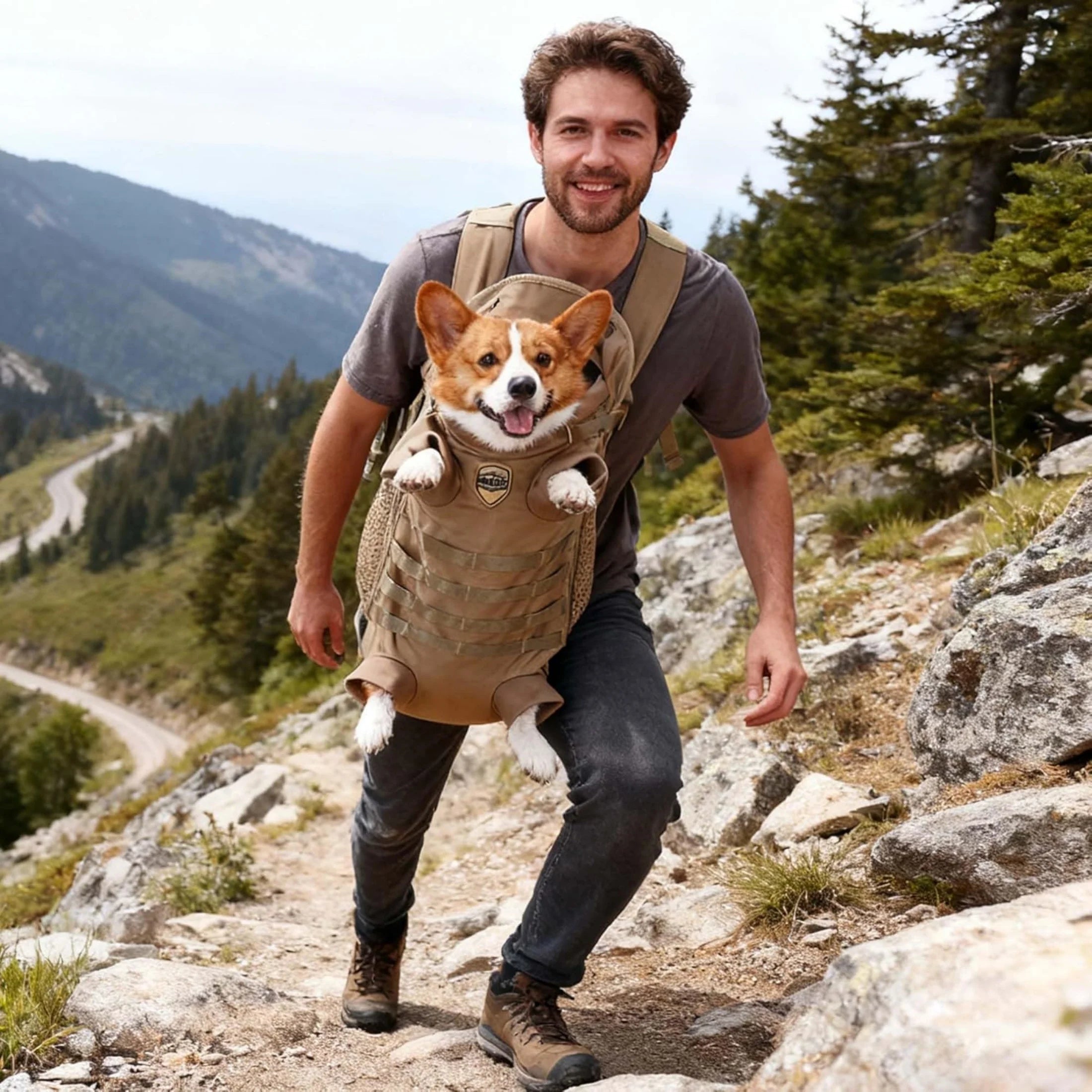 Breathable Front Carrier Backpack for Small Dogs – Green Medium