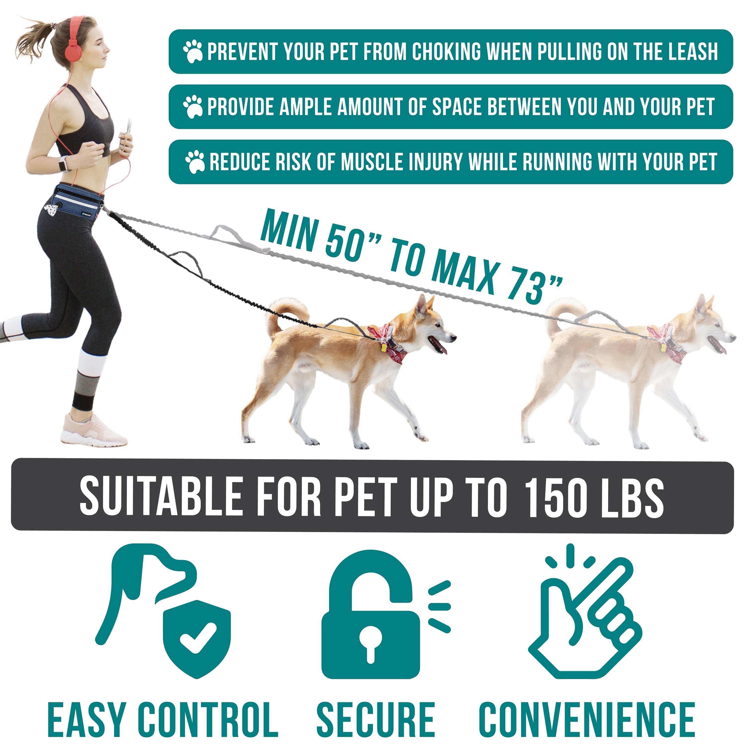 Hands-Free Dog Leash with Waterproof Waist Bag & Training Pouch