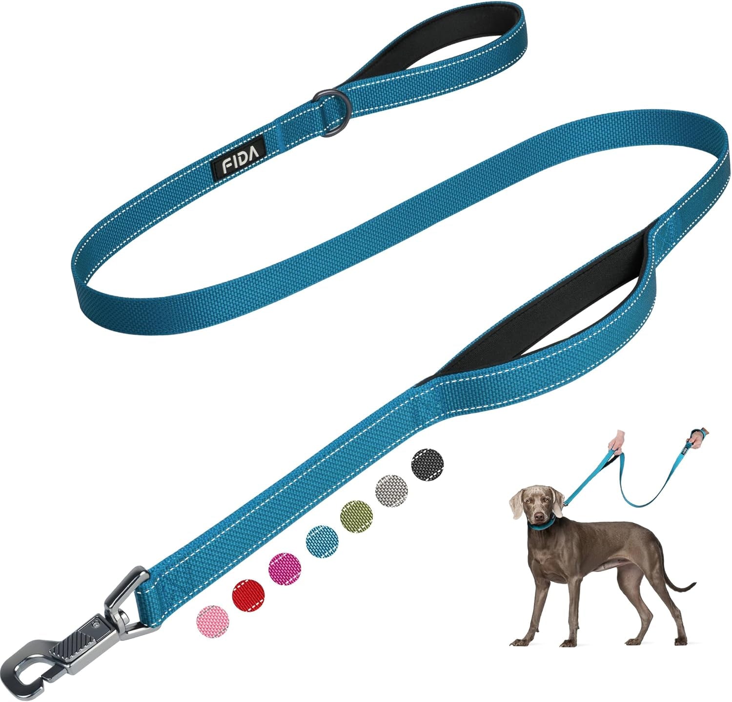 Heavy Duty Reflective Dog Leash – 5FT Dual Handle Walking Lead