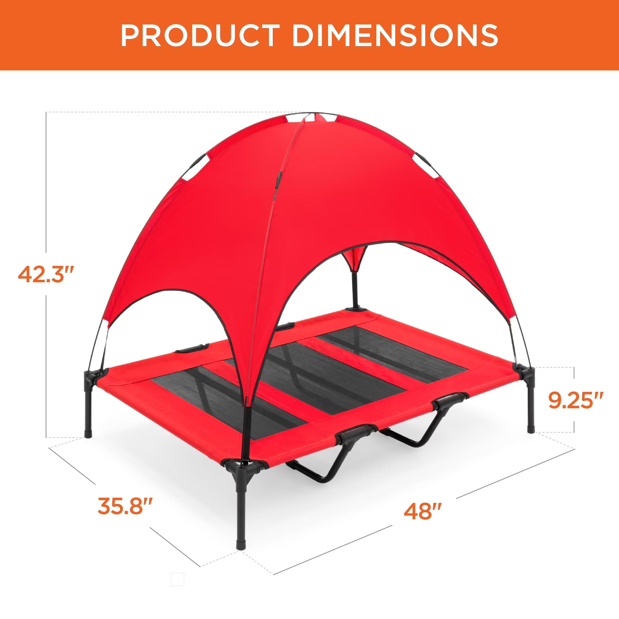 48" Elevated Cooling Dog Bed with Removable Canopy