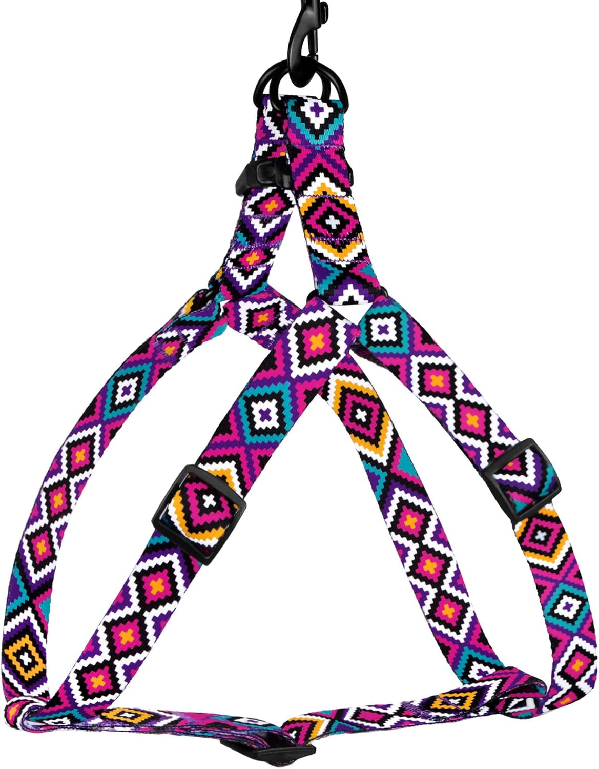 Tribal Pattern Adjustable Dog Harness (Magenta, Small)