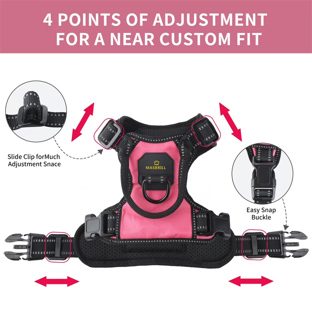 MASBRILL Reflective Comfort Harness with Handle – Pink Small Dog Vest