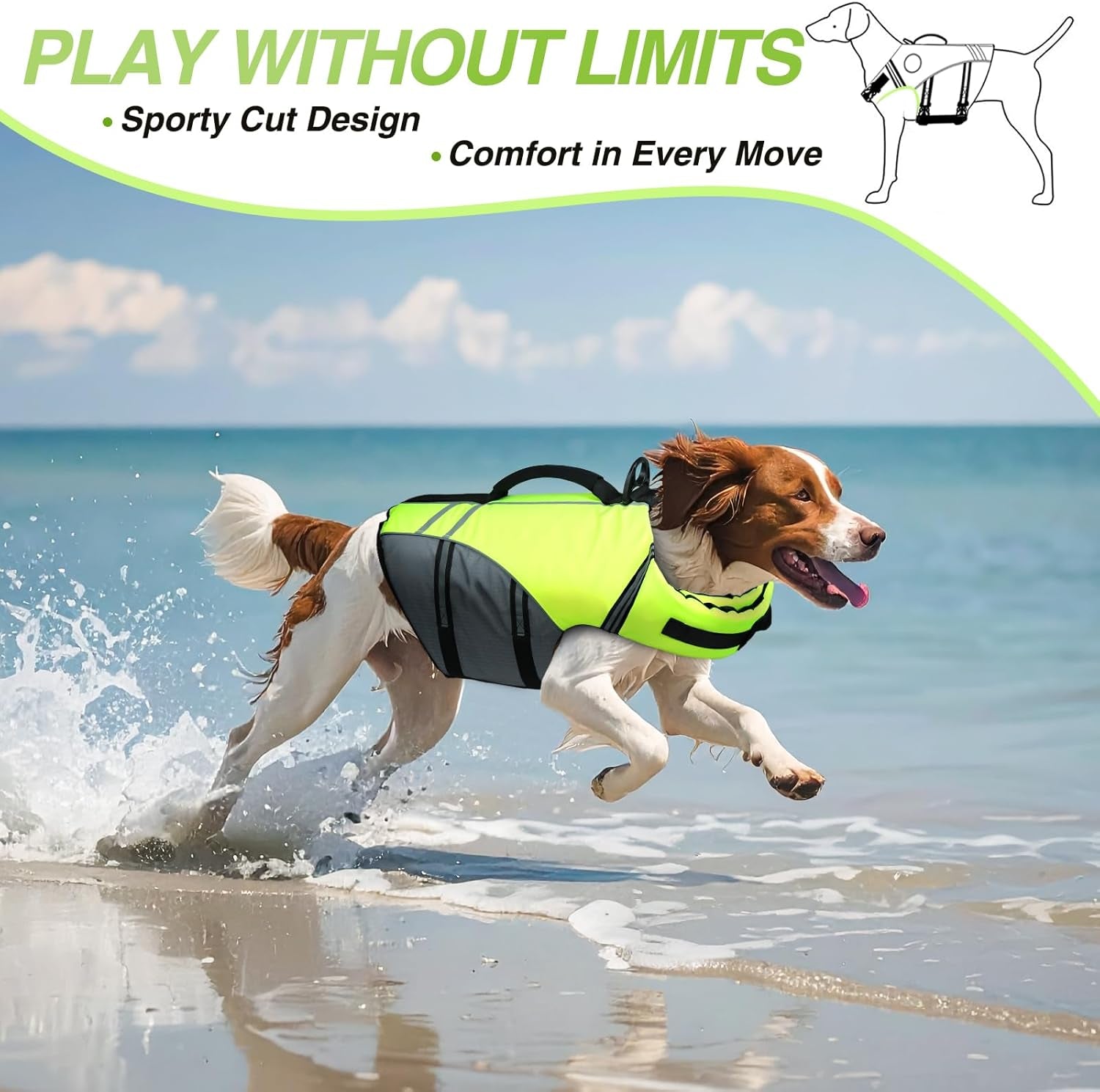 Sports Style Dog Life Vest – Bright Yellow Small