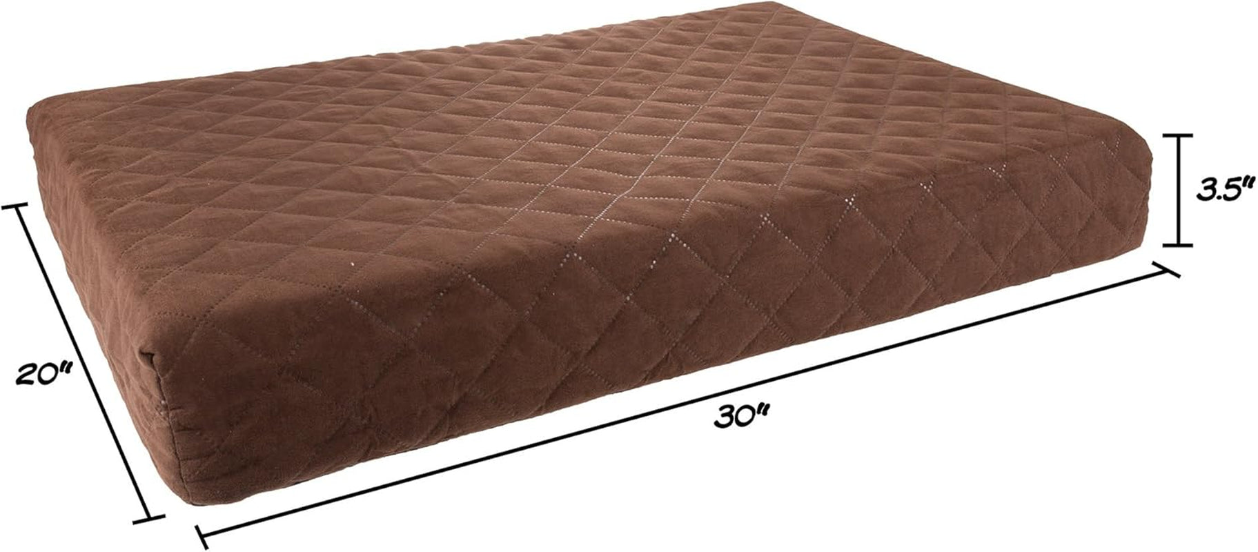 Waterproof Memory Foam Dog Bed – Removable Washable Crate Mat 30" × 21" Brown