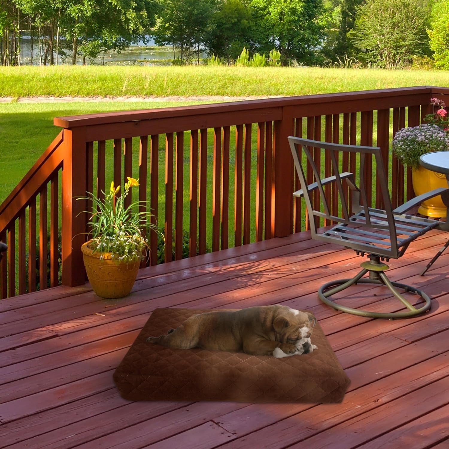 Waterproof Memory Foam Dog Bed – Removable Washable Crate Mat 30" × 21" Brown