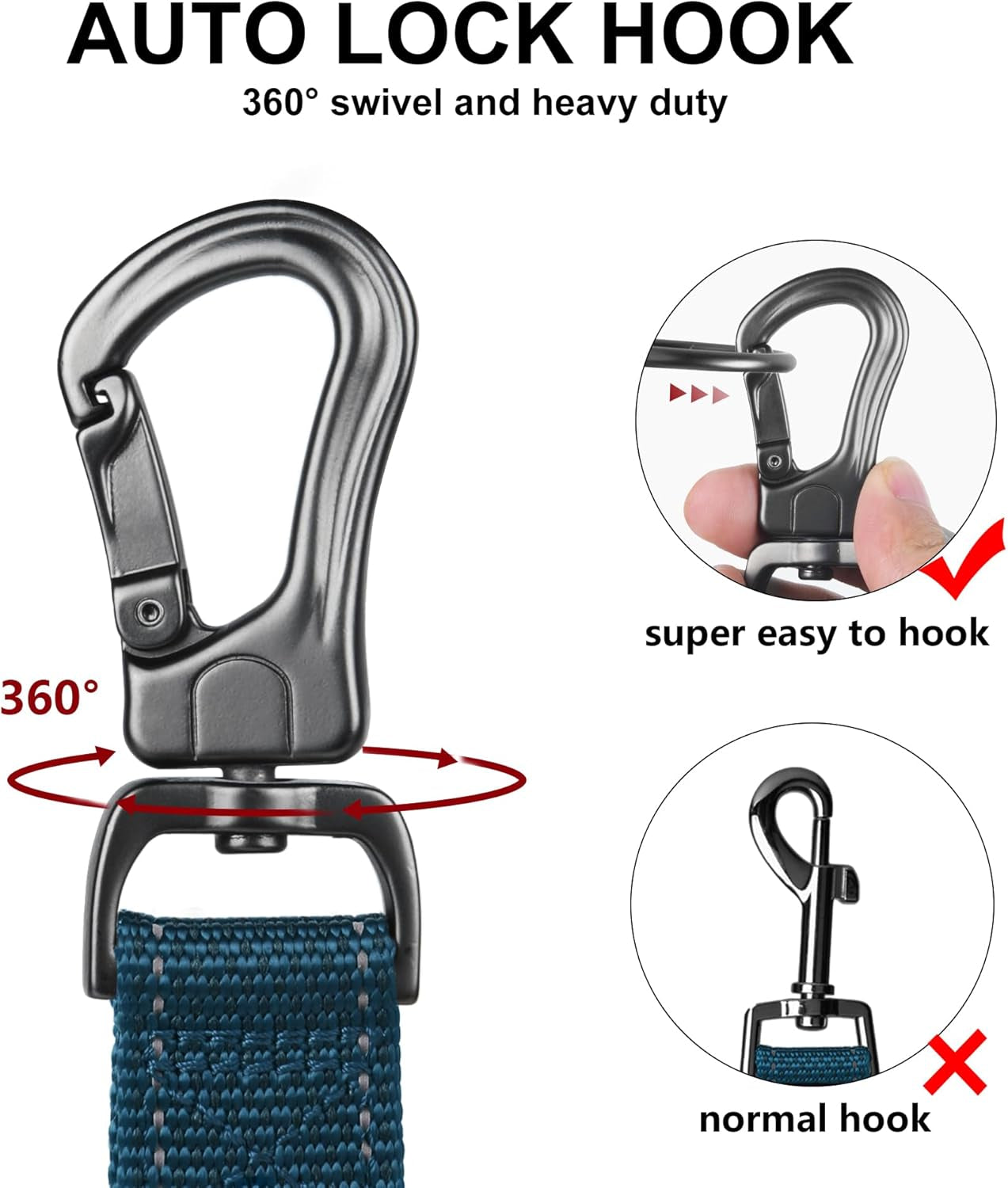Strong Reflective Dog Leash with Dual Padded Handles – 6FT Heavy Duty Walking Lead
