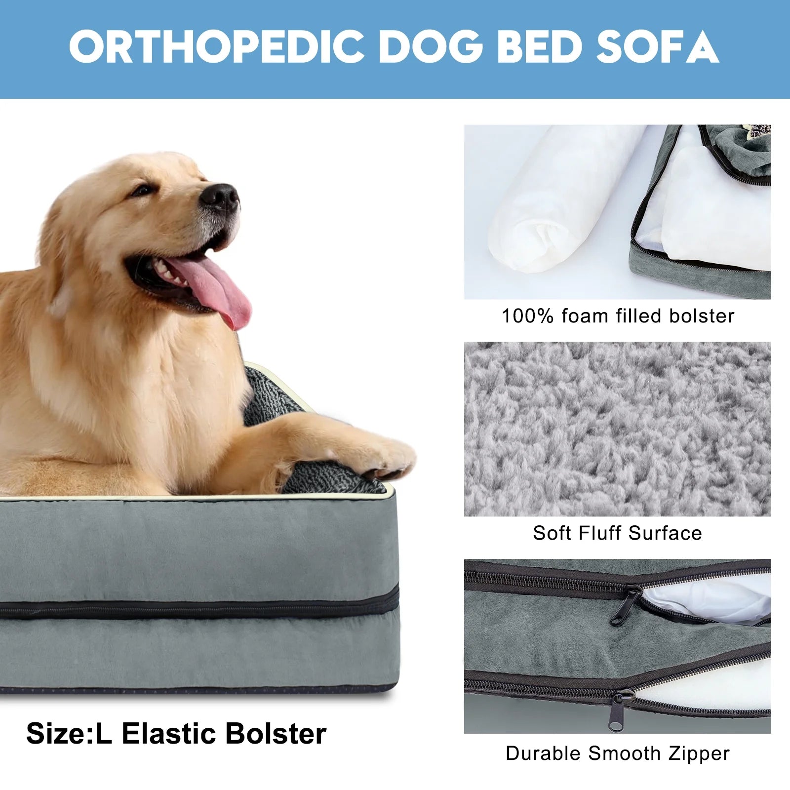 Egg Crate Foam Pet Couch with Washable Cover