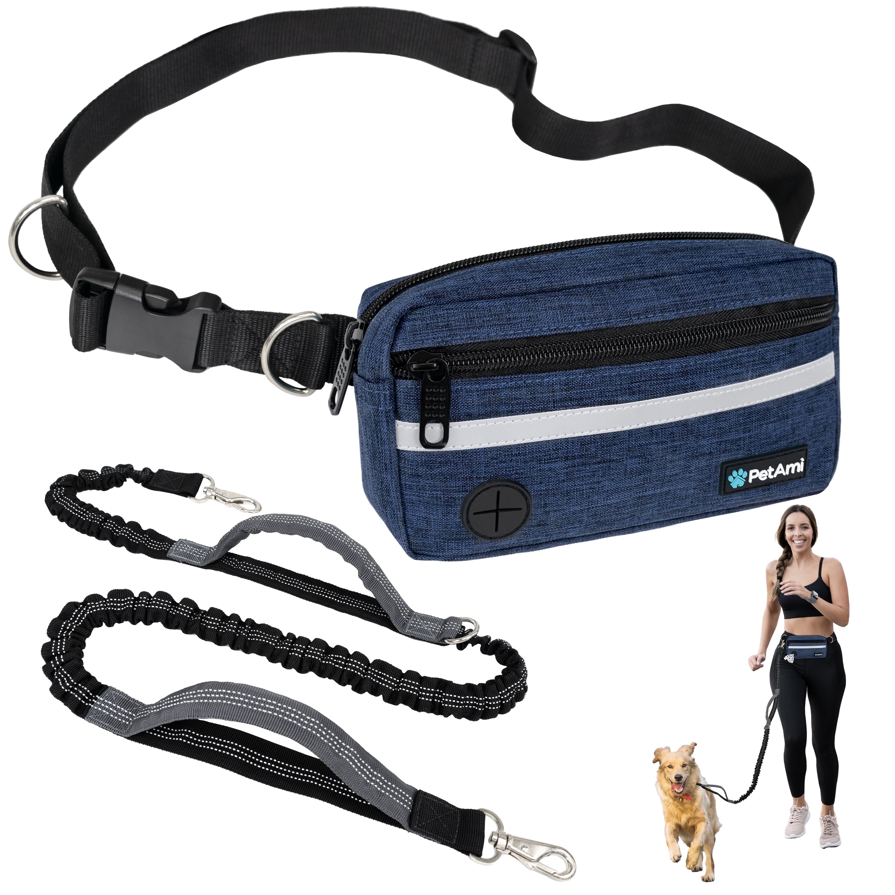 Hands-Free Dog Leash with Waterproof Waist Bag & Training Pouch