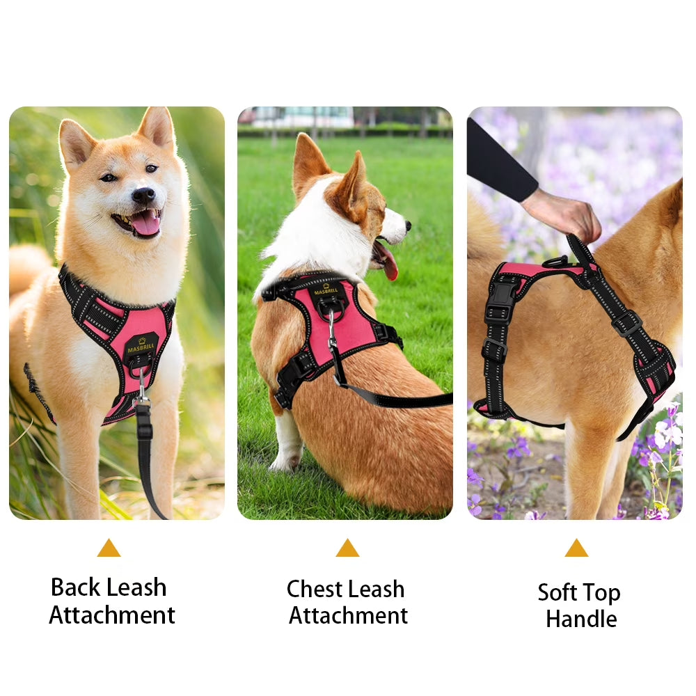 MASBRILL Reflective Comfort Harness with Handle – Pink Small Dog Vest
