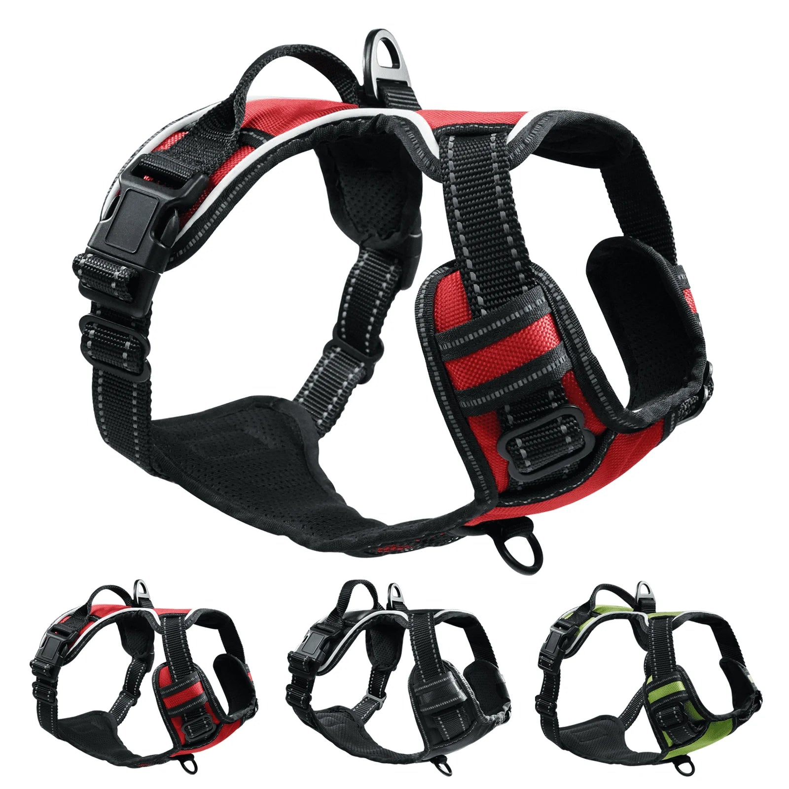 Reflective No Pull Dog Harness – Adjustable Breathable Pet Vest with Control Handle (Red, Small)