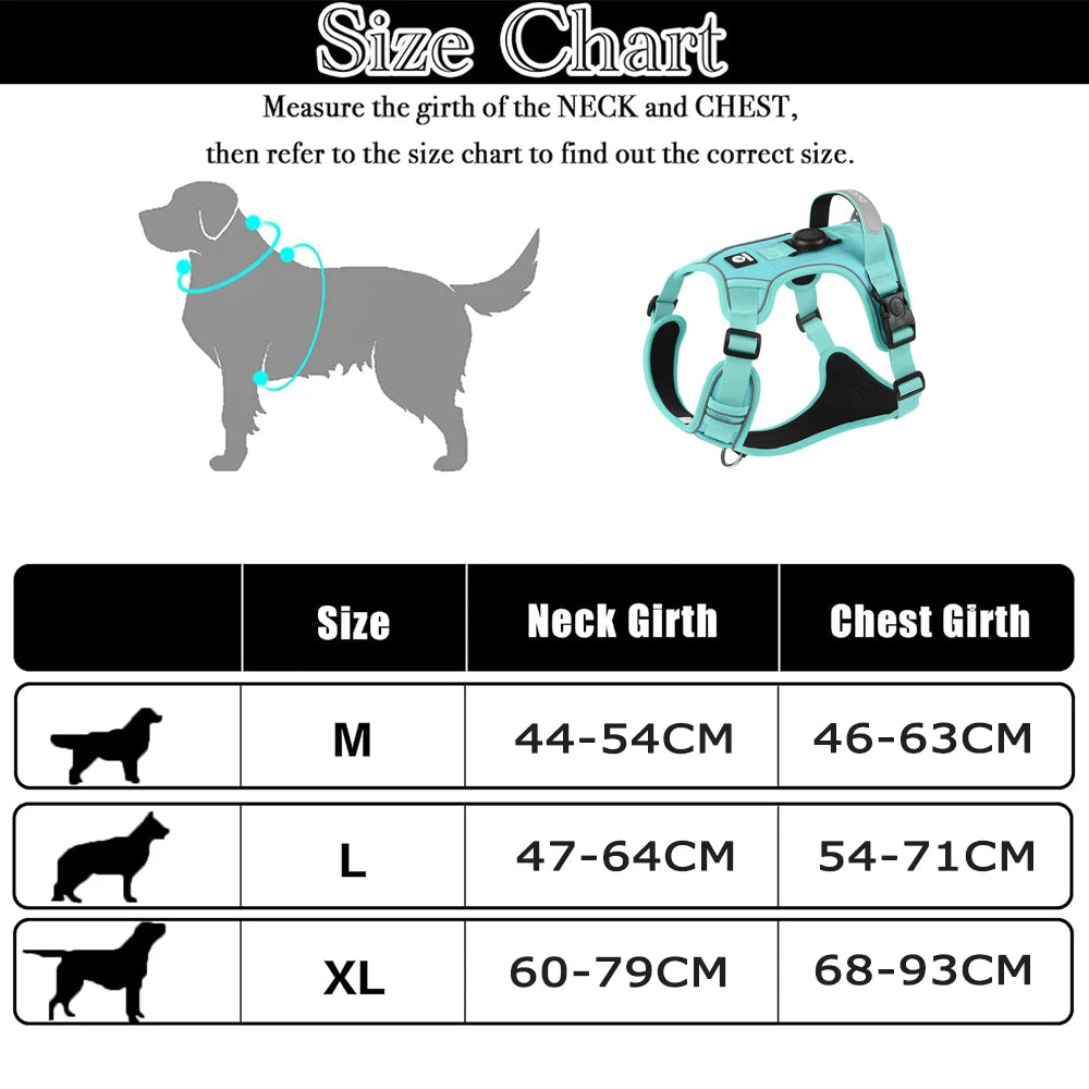 Reflective Dog Harness & Leash Set with AirTag Holder – Premium Oxford Pet Vest