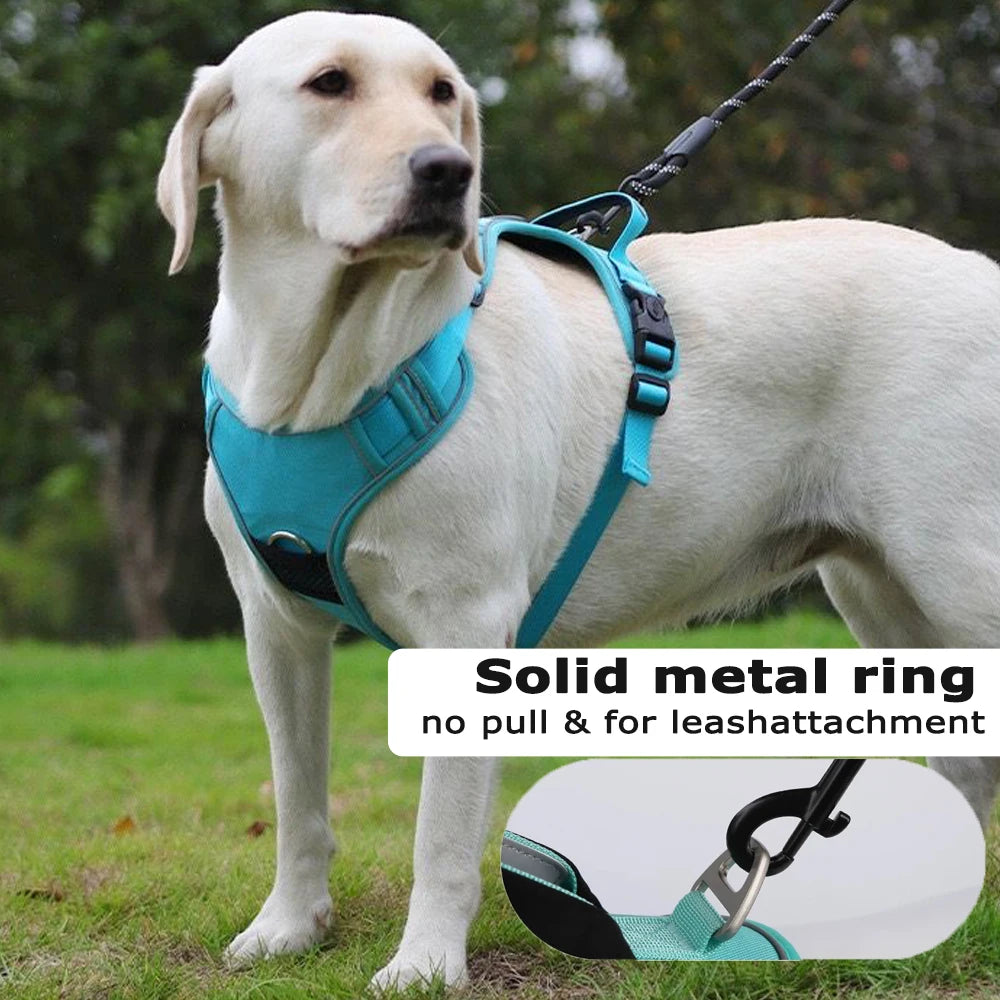 Reflective Dog Harness & Leash Set with AirTag Holder – Premium Oxford Pet Vest