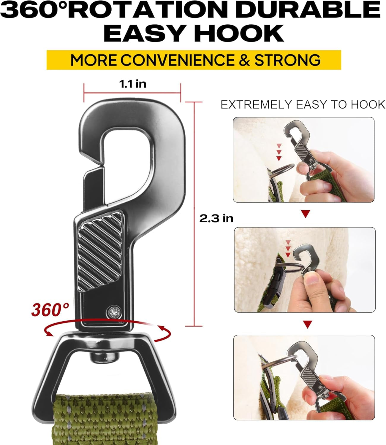 5FT Dual Handle Lead with Easy Snap Hook