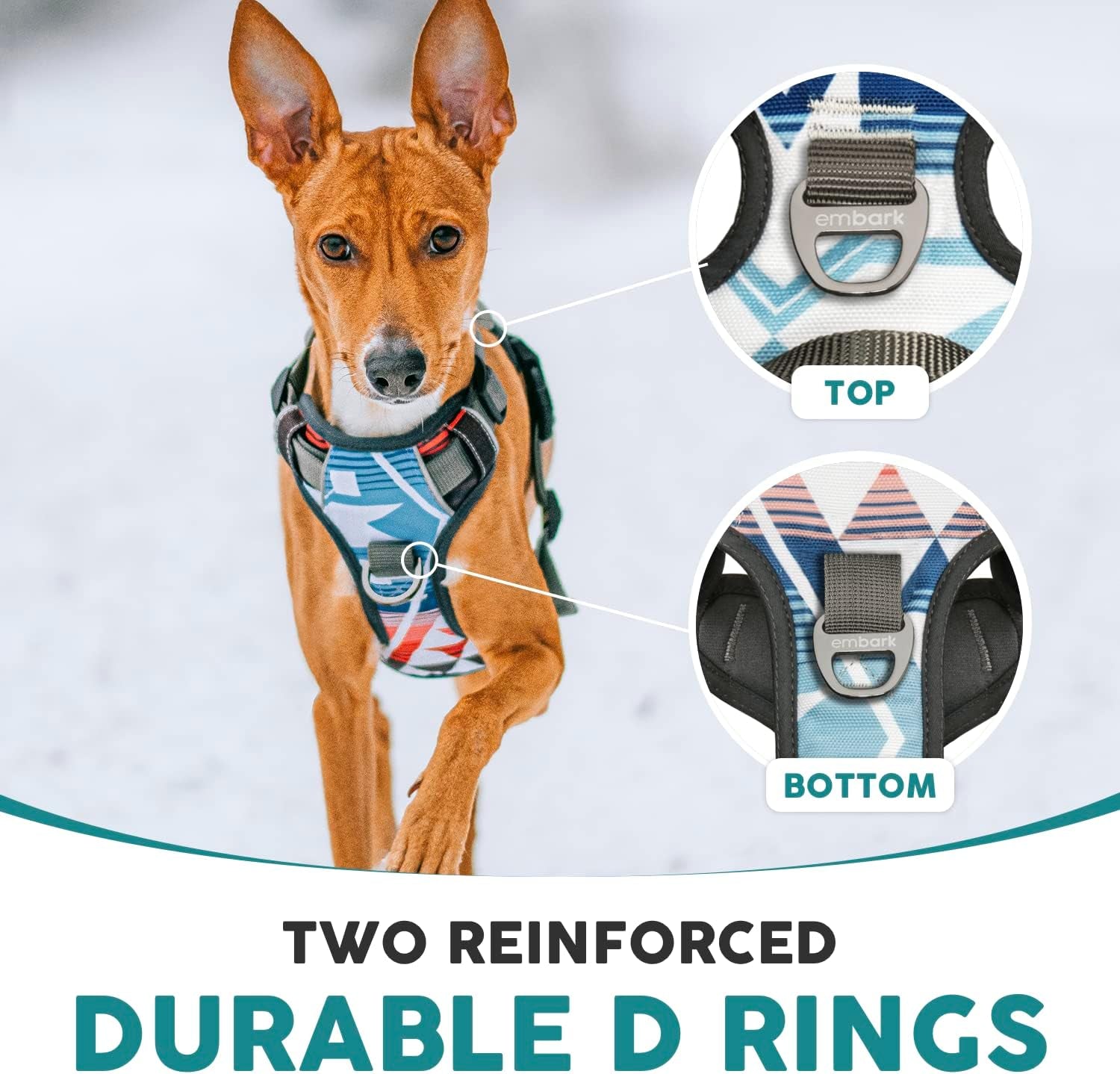 Embark Adventure Small Dog Harness – No Pull Reflective Harness with Front Clip & Comfort Handle