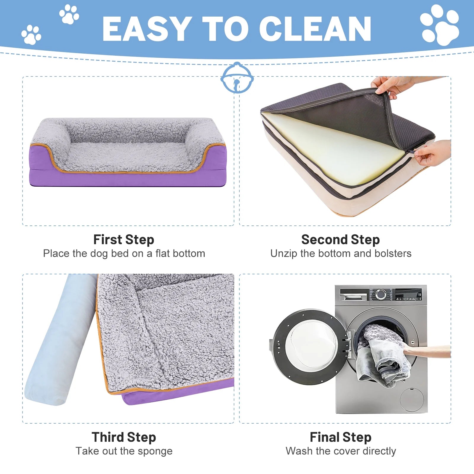 Orthopedic Dog Sofa Bed – Supportive Egg Crate Foam Pet Couch with Washable Cover
