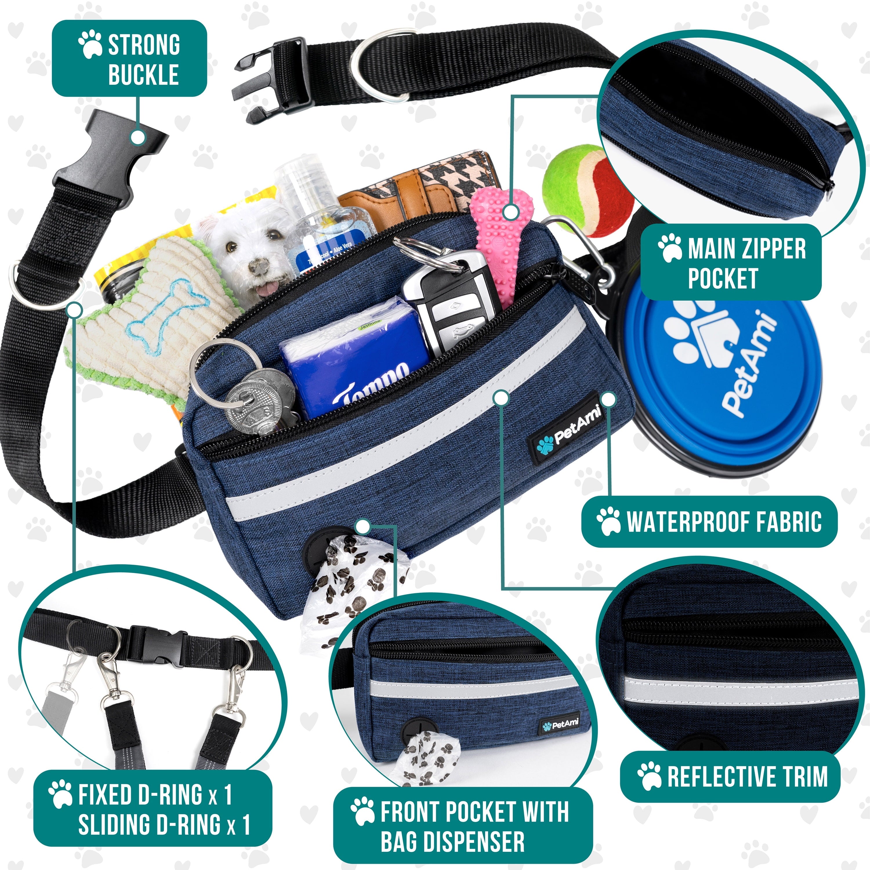 Hands-Free Dog Leash with Waterproof Waist Bag & Training Pouch