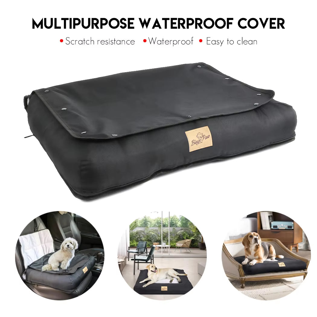 Waterproof Dog Car Seat Bed – Pet Travel Cushion with Removable Cover & Safety Belt