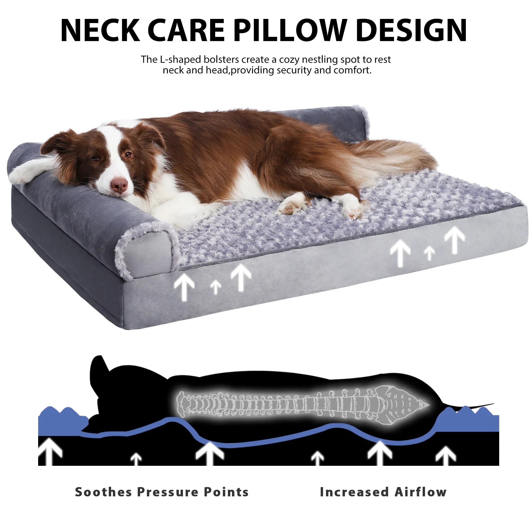 Orthopedic Washable Pet Couch Bed for Large Dogs – 36" × 27" with Non-Slip Bottom