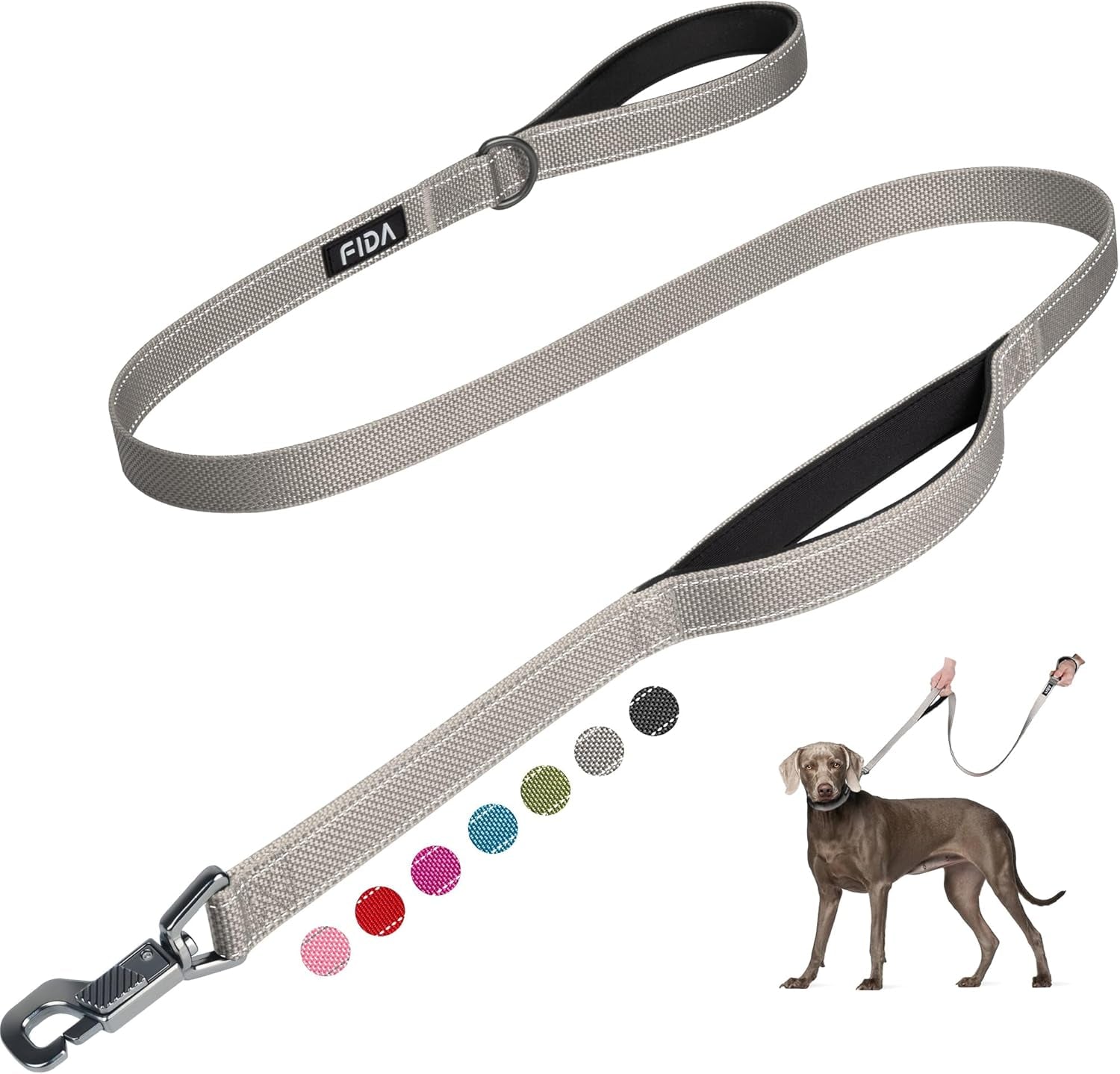Heavy Duty Reflective Dog Leash – 4FT Dual Handle Walking Lead