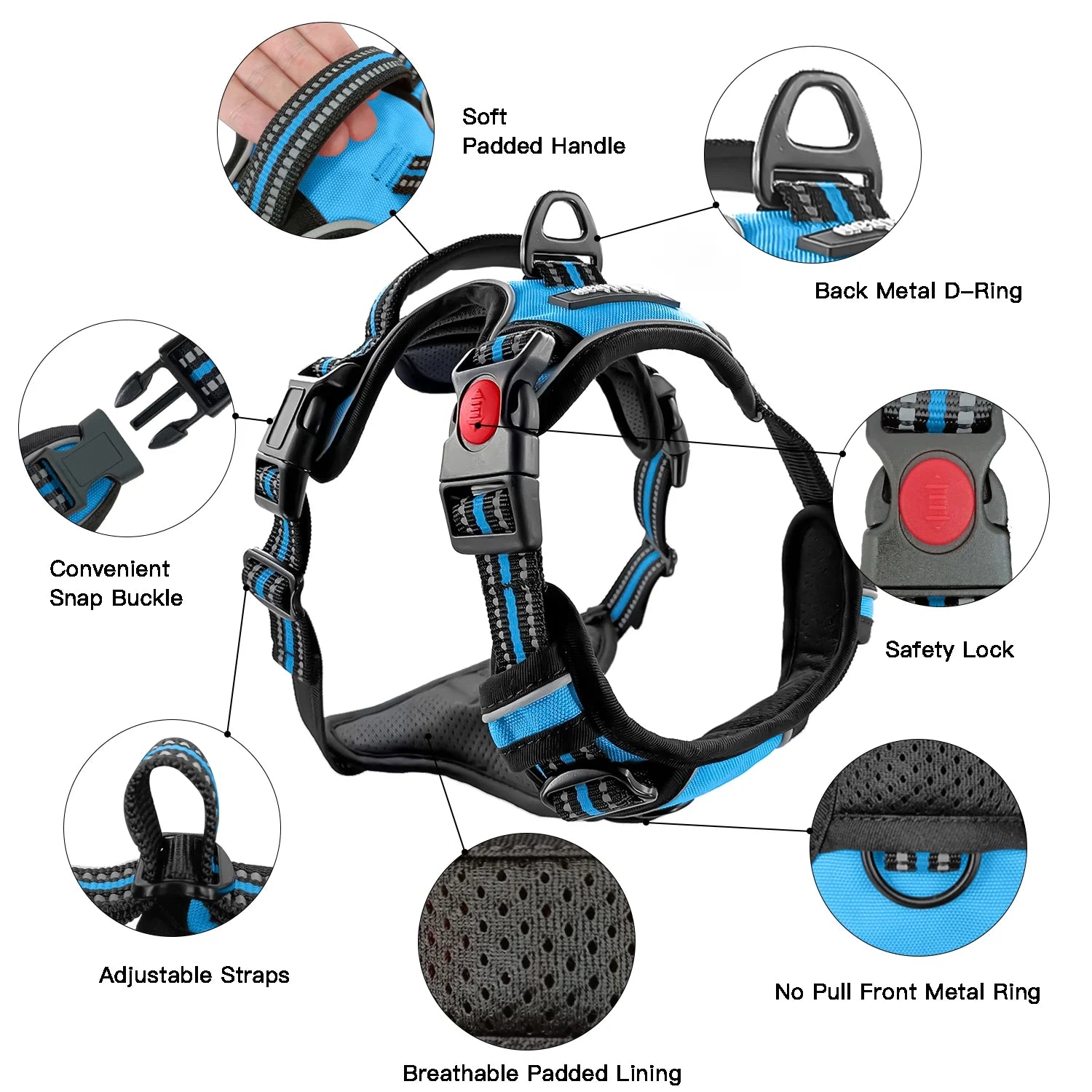 Reflective No Pull Dog Walking Harness – Comfortable Adjustable Pet Vest with Control Handle
