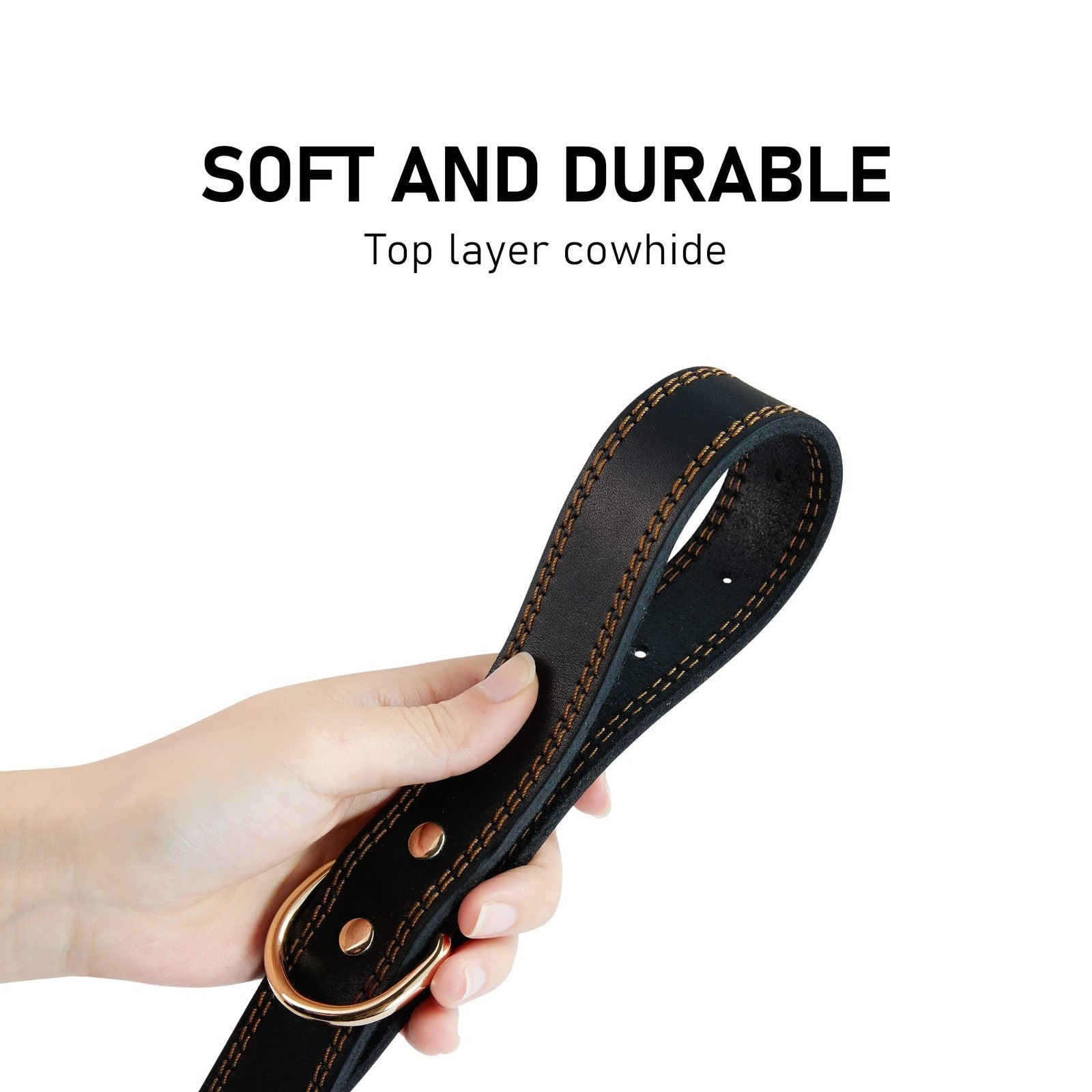 Premium Genuine Leather Dog Collar with Heavy-Duty Metal Hardware