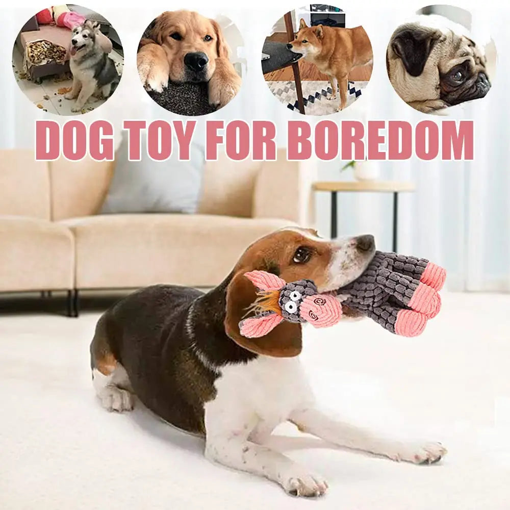 Squeaky Plush Dog Toy – Durable Stuffed Chew Toy