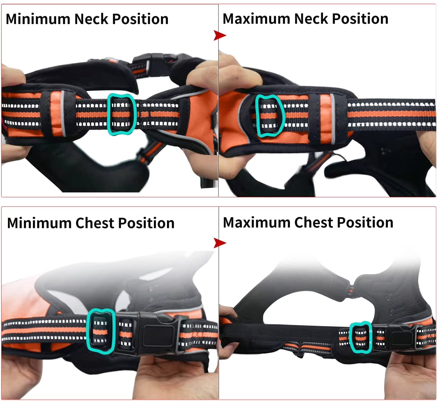 No Pull Adjustable Dog Harness with Reflective Padded Vest & Control Handle – Orange Small