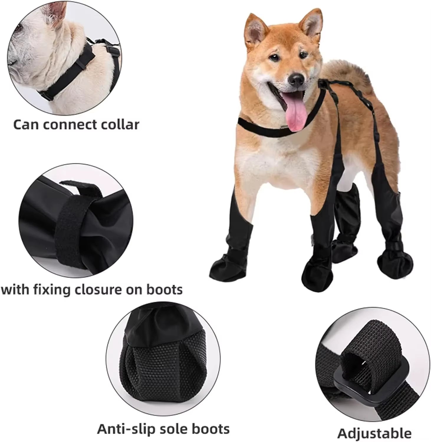 All-Weather Anti-Slip Dog Booties with Suspender Socks – Paw Protector Shoes for Outdoor Use