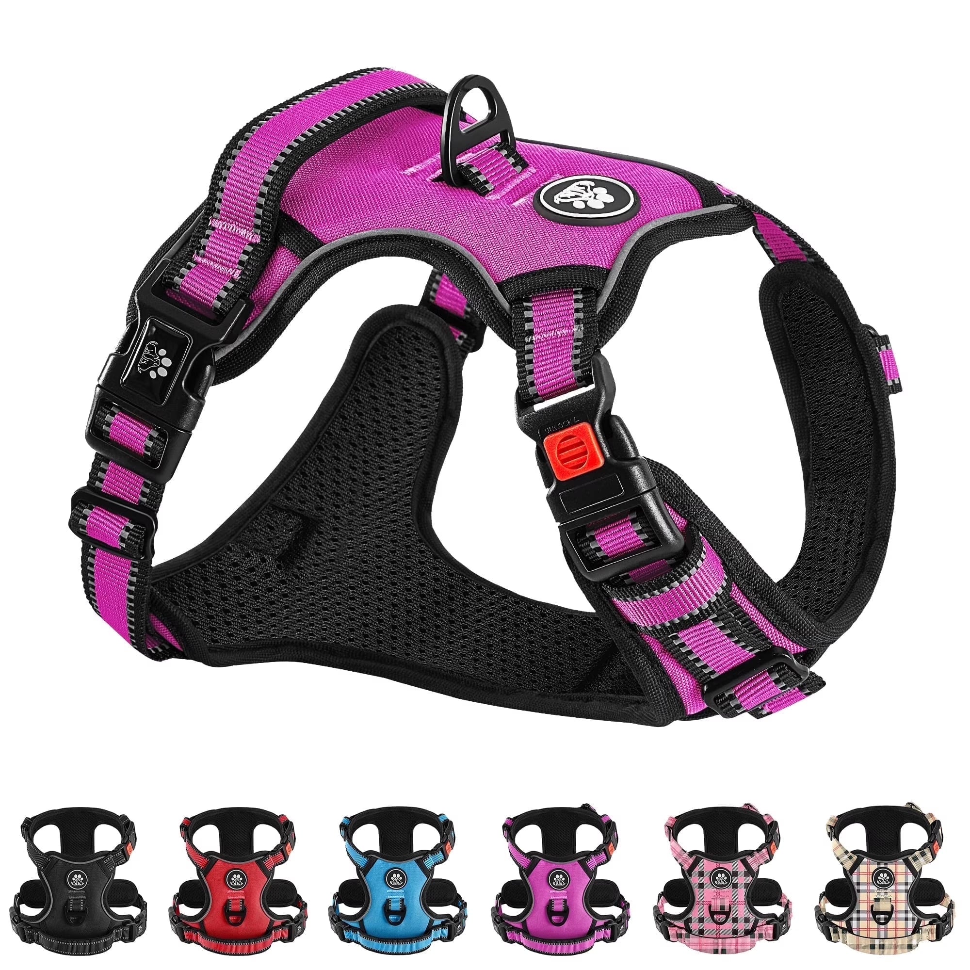 FURRYFECTION No Pull Dog Harness – Reflective No-Choke Pet Vest with Control Handle