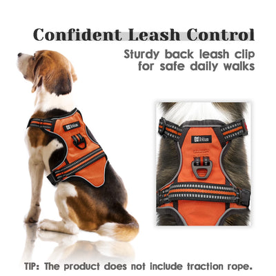 No Pull Adjustable Dog Harness with Reflective Padded Vest & Control Handle – Orange Small