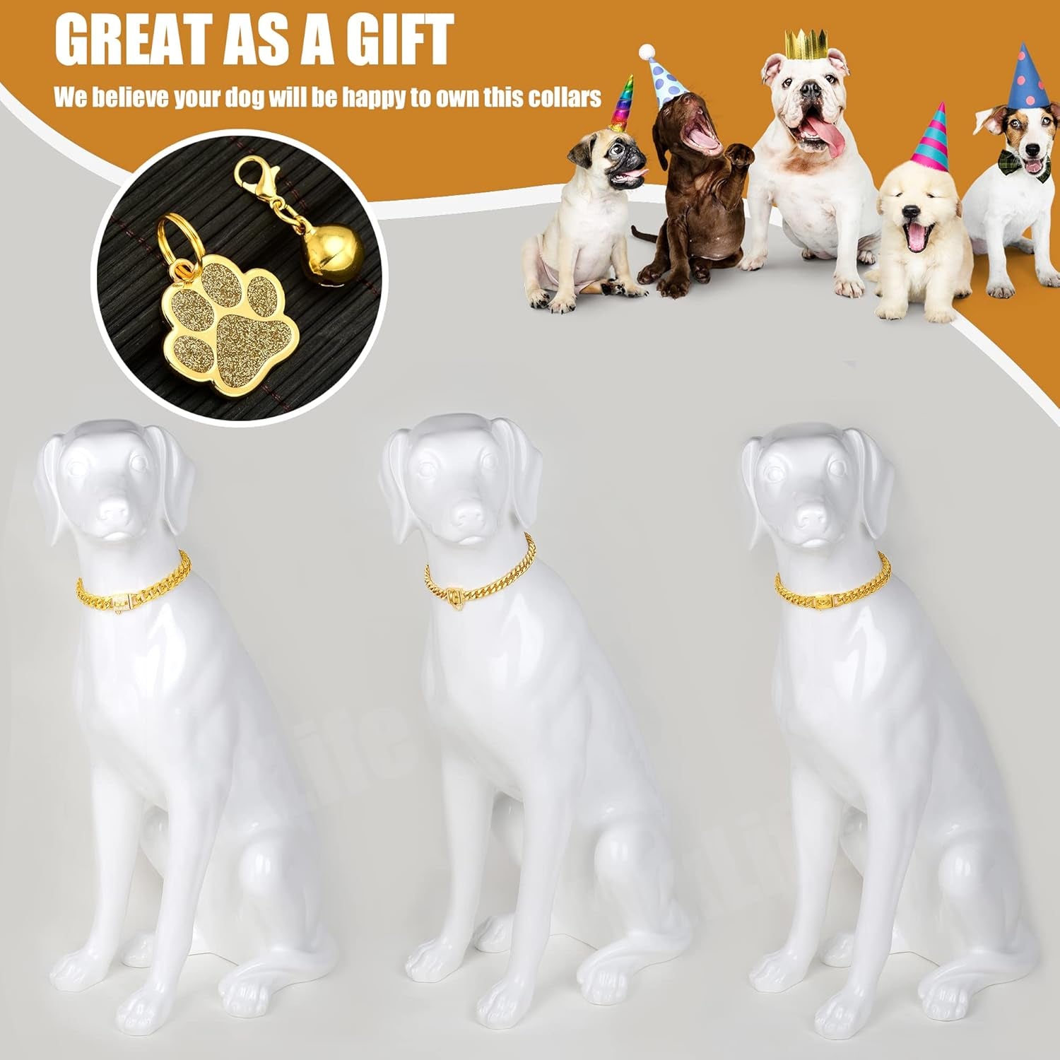 Luxury Gold Cuban Link Dog Collar with Crystal Buckle
