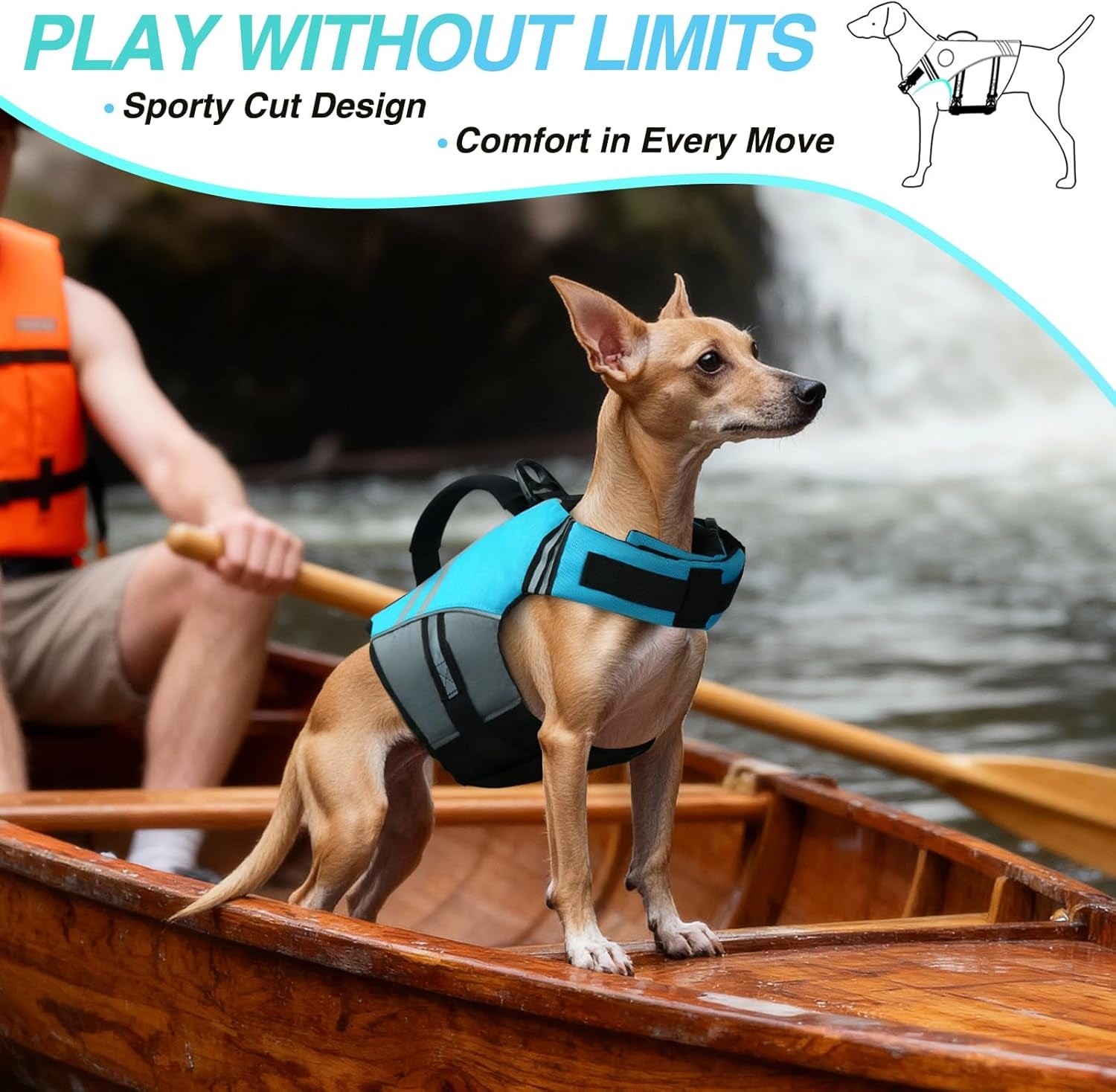VIVAGLORY Sports Style Dog Life Vest – Blue XS