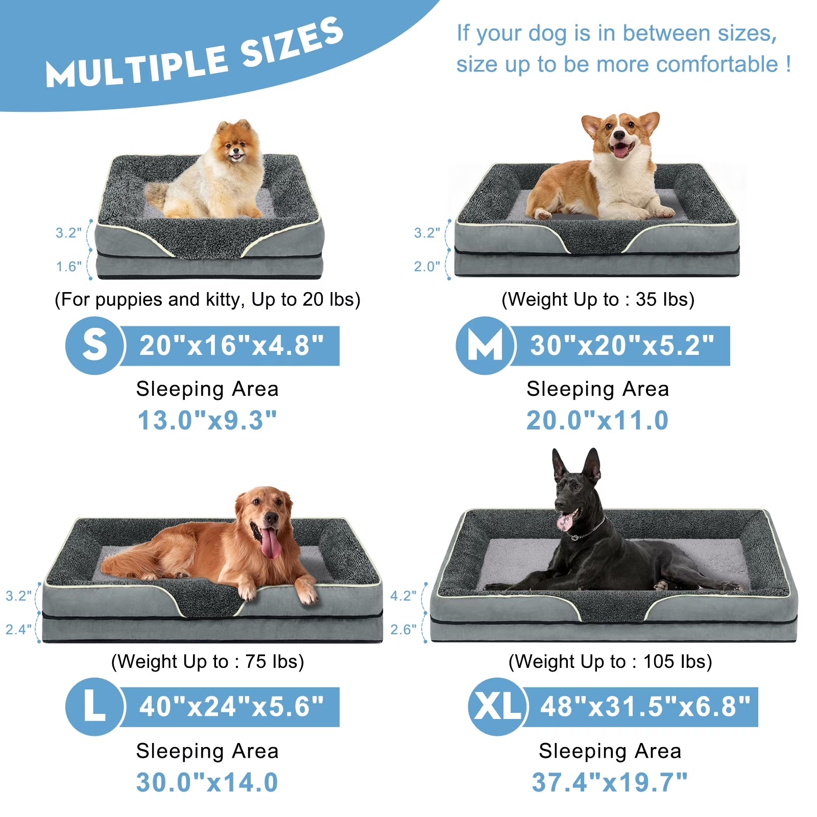 Egg Crate Foam Pet Couch with Washable Cover