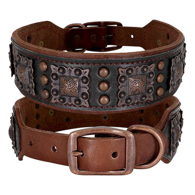 Cool Spiked Genuine Leather Dog Collar 