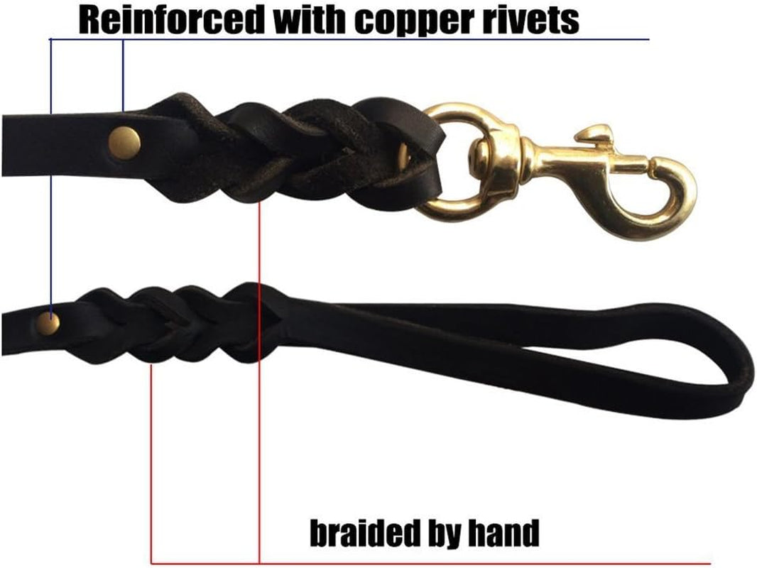 Braided Leather Dog Leash – 6FT Heavy Duty Training Lead