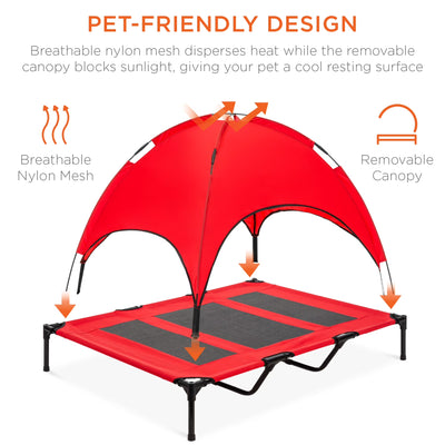 48" Elevated Cooling Dog Bed with Removable Canopy