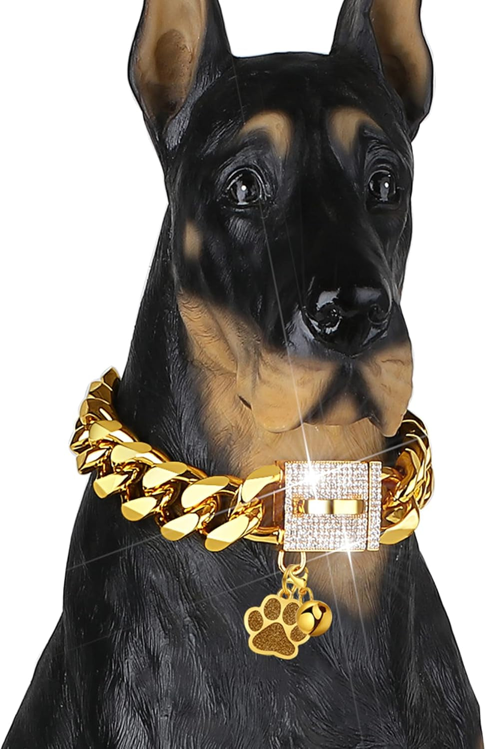 Luxury Gold Cuban Link Dog Collar with Crystal Buckle