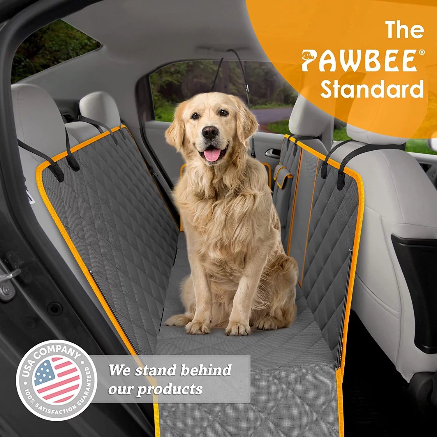 Waterproof Dog Car Seat Cover Hammock with Mesh Window & Seat Belt
