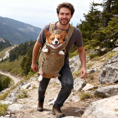 Hands-Free Dog Front Carrier Backpack – Breathable Legs-Out Pet Travel Bag, Green L