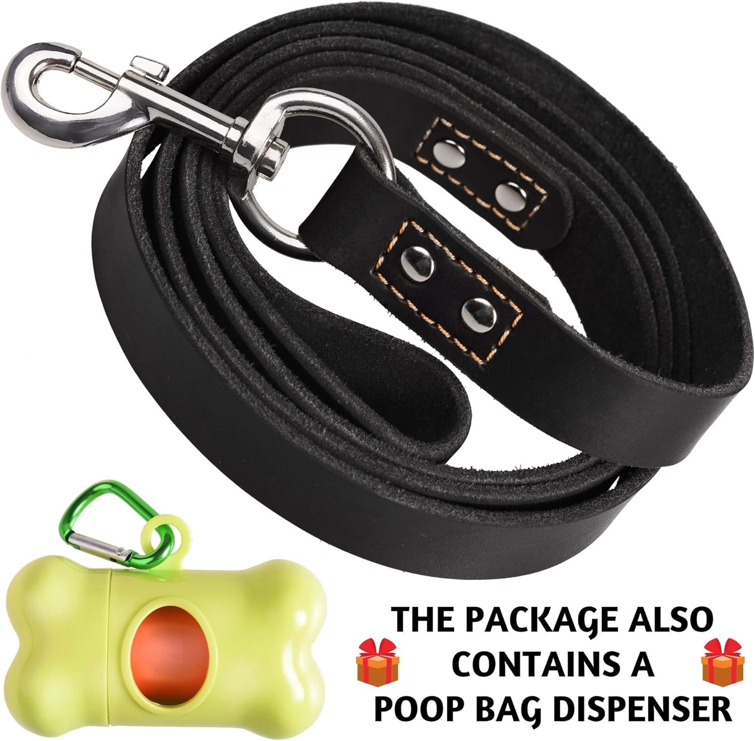 Adityna Heavy Duty Leather Dog Leash – 6FT Premium Training Lead