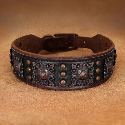 Cool Spiked Genuine Leather Dog Collar 