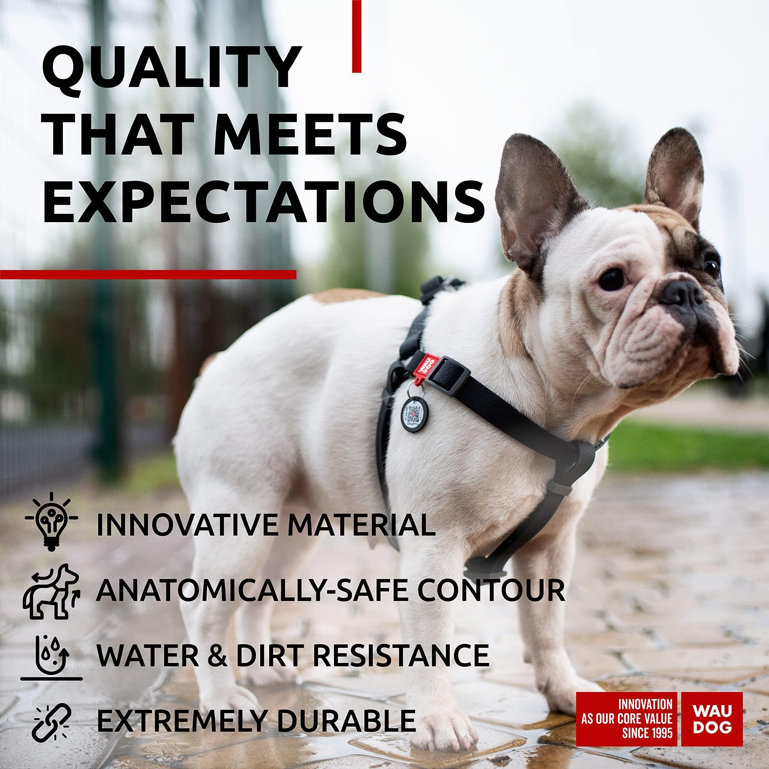 WAUDOG Waterproof Heavy Duty Pet Harness with Metal Clasp & QR Dog Tag