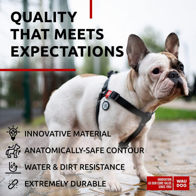 WAUDOG Waterproof Heavy Duty Pet Harness with Metal Clasp & QR Dog Tag