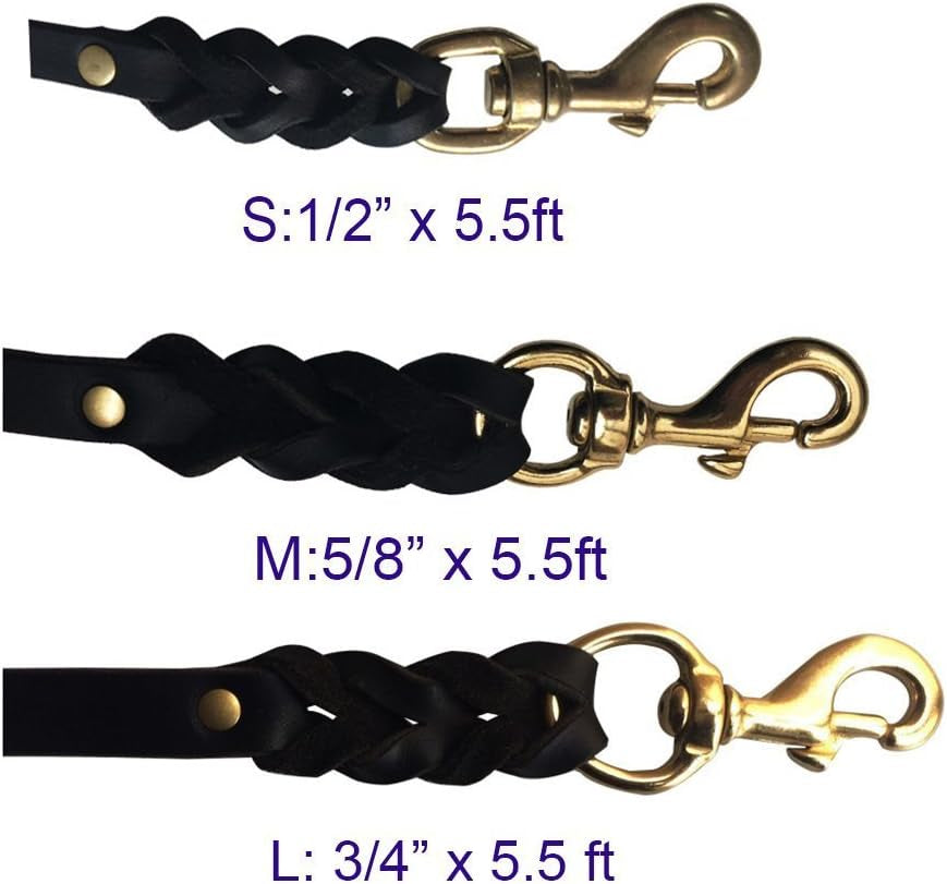 Braided Leather Dog Leash – 6FT Heavy Duty Training Lead