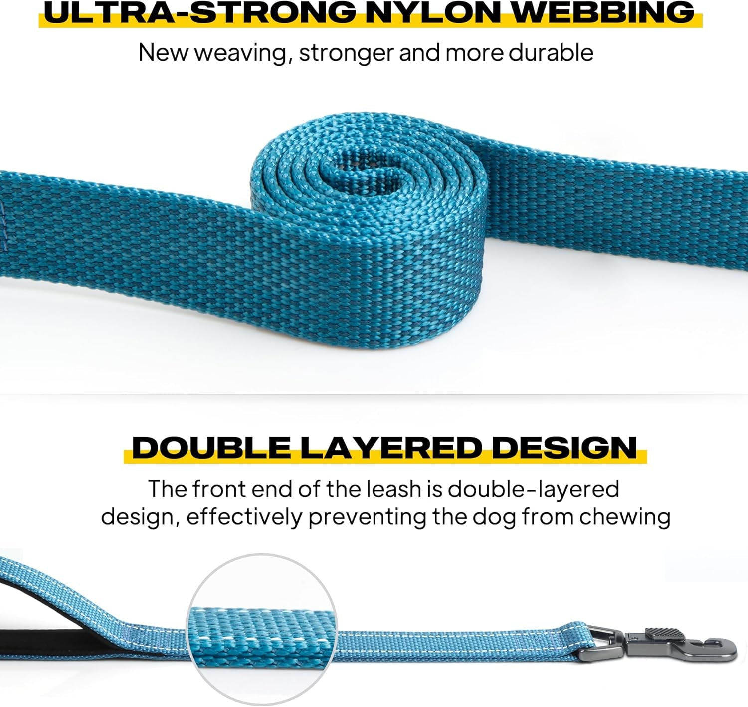 Heavy Duty Reflective Dog Leash – 5FT Dual Handle Walking Lead