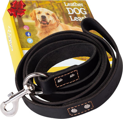 Adityna Heavy Duty Leather Dog Leash – 6FT Premium Training Lead