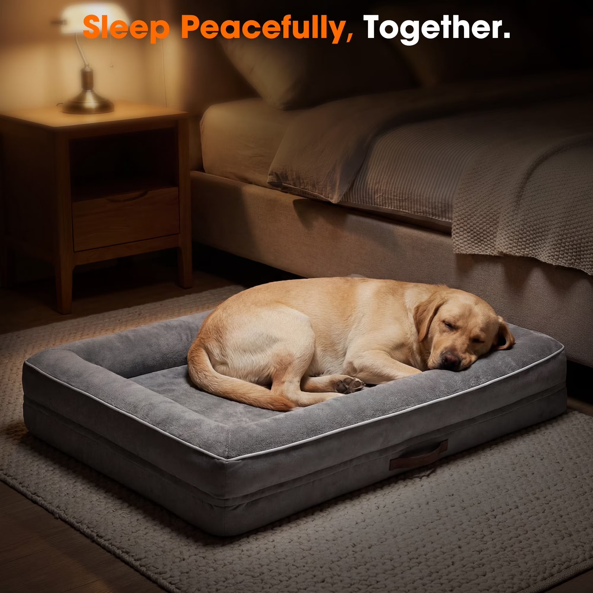 Extra Large Orthopedic Dog Sofa Bed – Waterproof Pet Couch with Four-Sided Bolsters